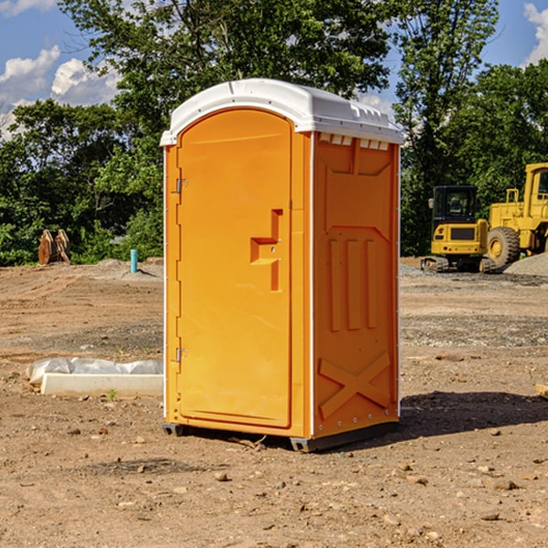 can i customize the exterior of the portable restrooms with my event logo or branding in Harrison